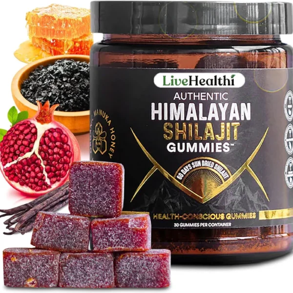 Pure Himalayan Shilajit Gummies I with Pomegranate Oil Flavor | Lab Tested I Fulvic Acid & 85+ Trace Minerals I 100% Natural & Organic | 30 Clean & Healthy Shilajit Gummies for Men, Women